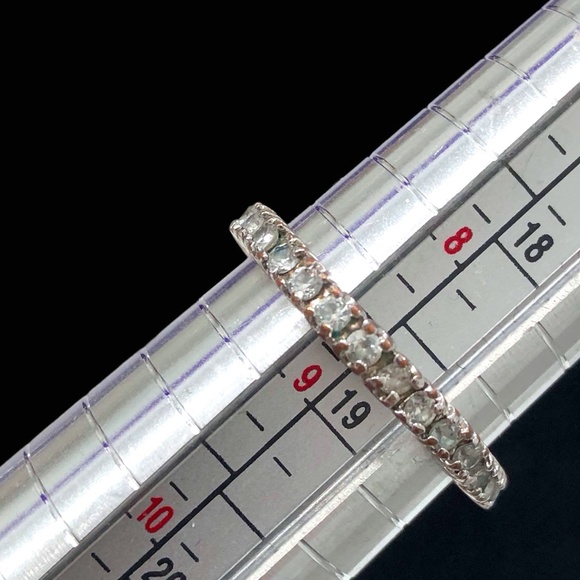 VINTAGE ETERNITY BAND WITH ROUND 2MM CLEAR STONES IN SILVER TONE - Picture 3 of 12